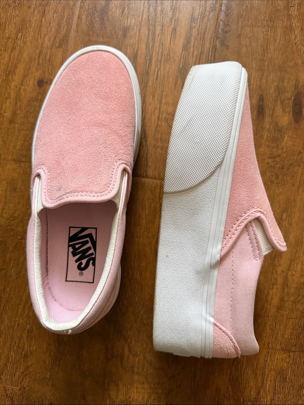 Vans rose pink suede/canvas classic slip on platform sneakers